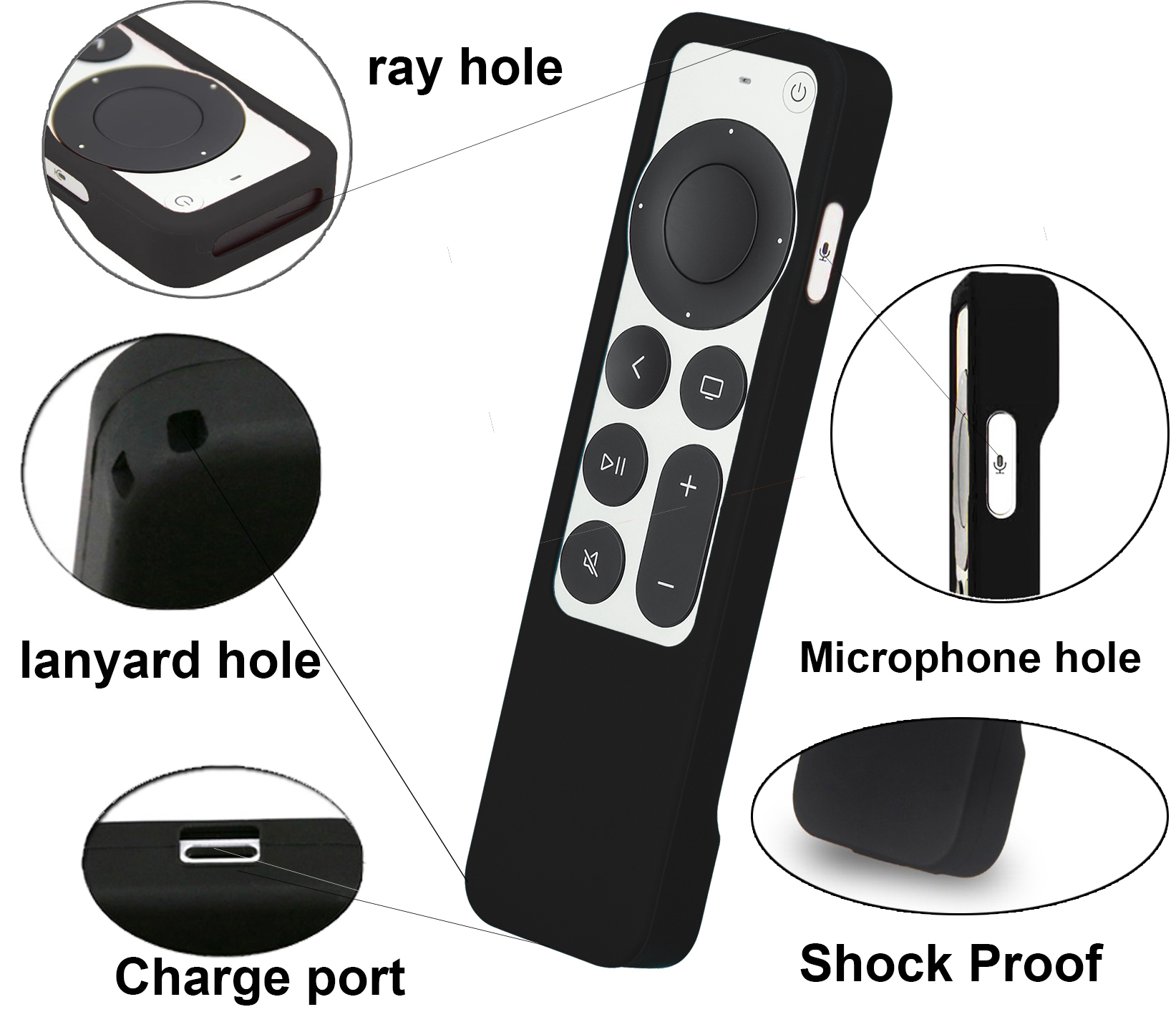 TOKERSE TV Mount with Remote Case Compatible with Apple TV 4th and 4K Generation - Wall Mount Bracket Holder and Siri Remote Silicone Protective Cover Skin Fit for Apple TV 4 HD and 4K 5th Gen - Black